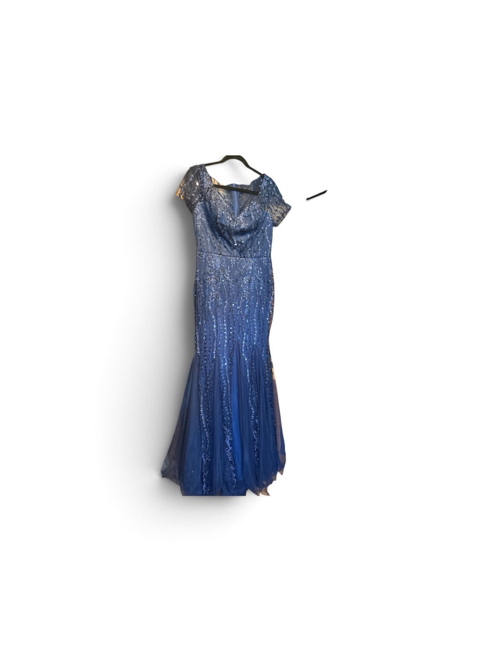 Blue Sequin Mermaid Evening Dress - Women Dresses